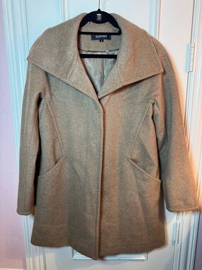 Ellen Tracy Camel Wool-Blend Pea Coat